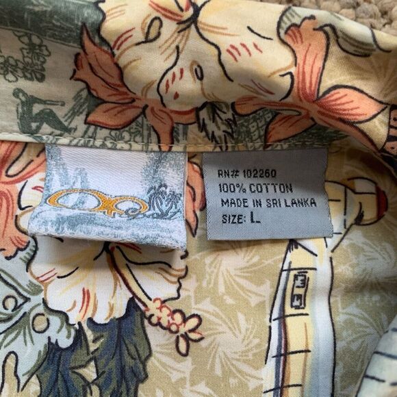 Vintage Shirt Yellow Hawaiian Boxy Camp Floral Short Sleeve Classic Aircraft - Picture 7 of 10